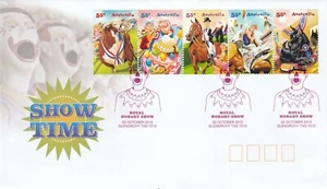 Stamps Australia 2010 Show Time strip of 5 on souvenir cover red clown postmark - Picture 1 of 1