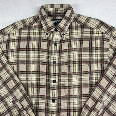 Camisa de franela Banana Republic ropa de cabina para hombre L marrón a cuadros mezcla de lana leñador Foto 1 de 4