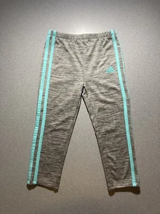 Adidas Girls Size 6 Gray Capris with teal Stripes on the Side - Picture 1 of 3
