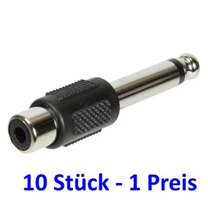 Adapter Klinke Cinch Kupplung Buchse zu Klinkenstecker 6,3mm 2Pin Mono Audio 10x - Bild 1 von 6