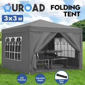 Pop Up Marquee 3x3 Heavy Duty Gazebo Camping Wedding Party Tent with 4 Sidewalls - Picture 1 of 12