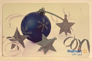 WalMart Blue Christmas Tree Ornament Silver Stars Ribbon 2009 Gift Card VL-8865 - Picture 1 of 1