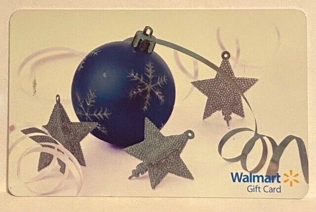 WalMart Blue Christmas Tree Ornament Silver Stars Ribbon 2009 Gift Card VL-8865 - Image 1 of 1