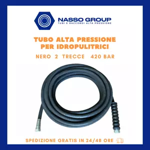 TUBO PER IDROPULITRICE ALTA PRESSIONE 5/16 NERO 400 BAR ACQUA CALDA E FREDDA - Foto 1 di 13