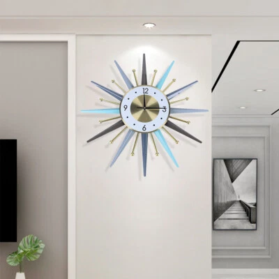 Simple Nordic Vintage Style Mid Century Starburst Wall Clock Wall Watch Decor - Image 1 of 4
