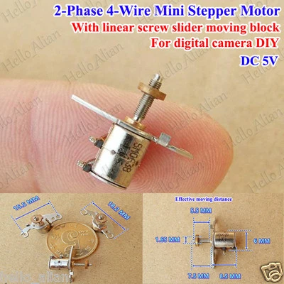 DC 5V 2 Phase 4 Wire Mini Stepper Motor linear screw slider moving block nut DIY