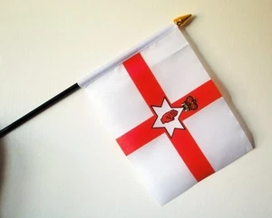 NORTHERN IRELAND SMALL HAND WAVING FLAG 6" X 4" WITH POLE BELFAST - Picture 1 of 2