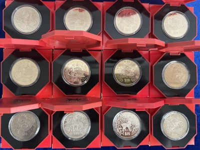 Singapur 1993 a 2004 $10 Zodiac Juego Completo Cobre-Níquel OGP Envío Gratis Foto 1 de 4