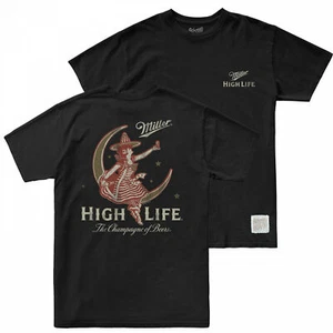 Miller High Life Girl In The Moon Front and Back Print T-Shirt schwarz - Bild 1 von 3