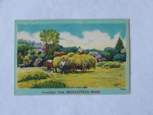 Middlefield Massachusetts MA Greetings Hay Wagon Scene - Picture 1 of 2