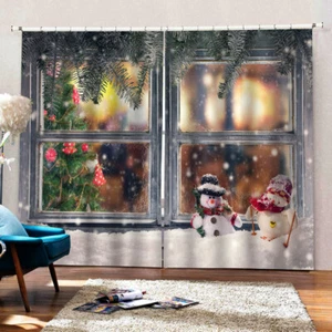 Fenstervorhang Weihnachten Thermogardine Ösenschal Wohnzimmer Dekoschal A - Bild 1 von 6
