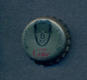 1964-65 COCA-COLA COKE BOTTLE CAP + CORK EDDIE SHACK Toronto Maple Leafs Hockey