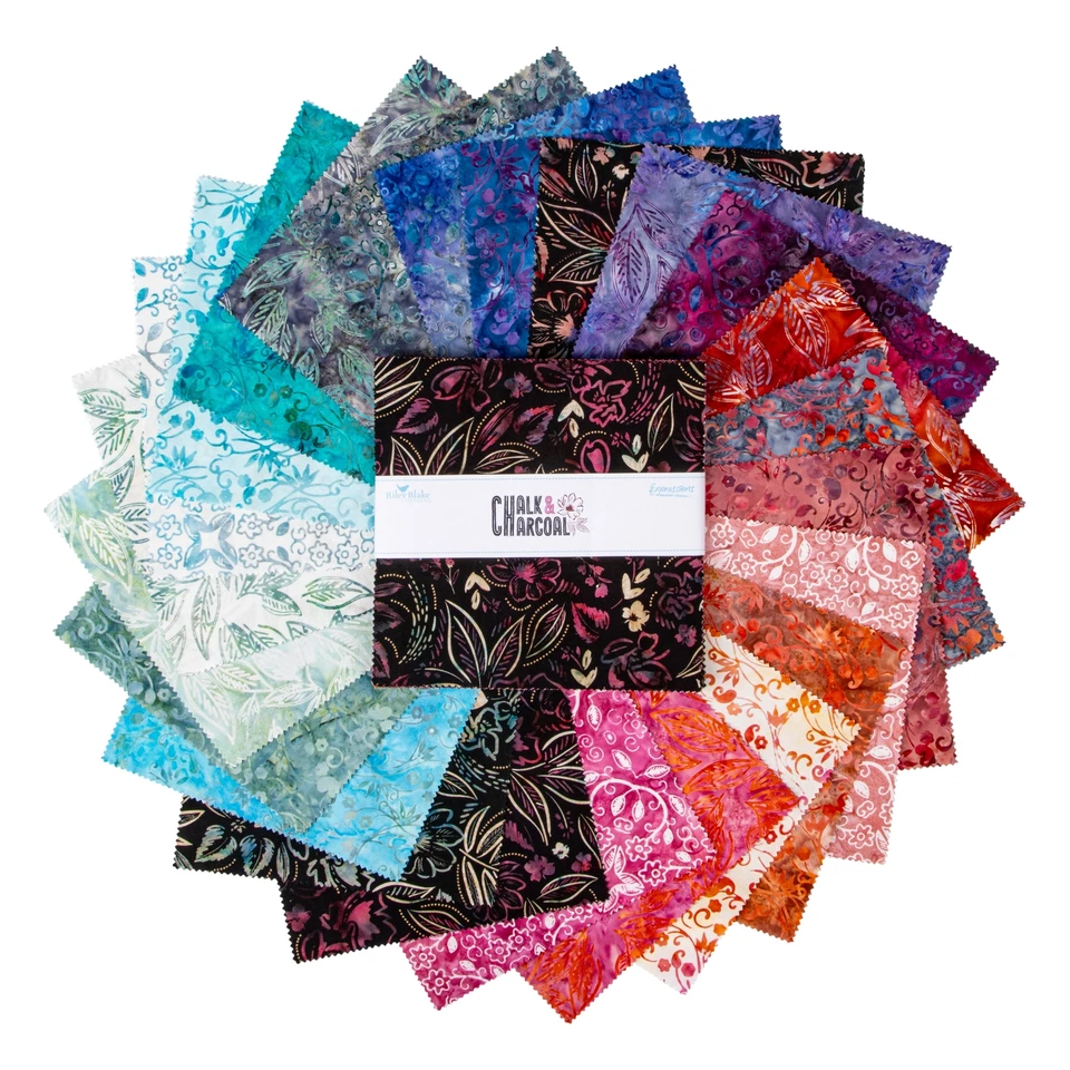 Expressions Batiks Chalk & Charcoal 10" Stacker C - Image 1 of 2
