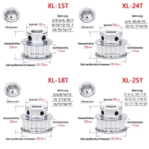 XL 15-25 Zähne Zahnriemen Zahnrad 15T-25T Riemenscheibe für 10mm Breite Belt - Picture 1 of 9