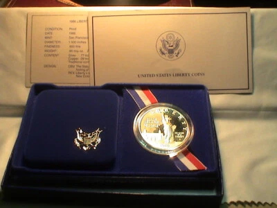 1986 S Statue of Liberty Silver Dollar Proof US Mint $1 + Box COA - Image 1 of 4
