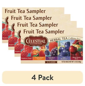 (4 packs) Fruit Tea Sampler, Decaffeinated Herbal Tea Bags (18 packs) - Picture 1 of 4