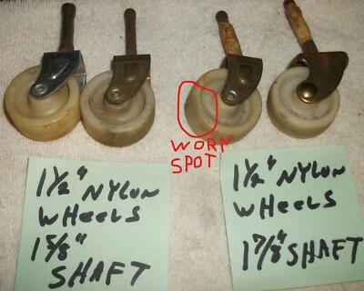 Cuatro ruedas de nylon para muebles ruedas vintage. Ruedas de 1-1/2" de 1-5/8" y 1-7/8" Foto 1 de 2