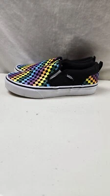 Vans Clásico Zapatos a Cuadros Sin Cordones Niños Talla 3 Arco Iris Informal Exterior Tenis Foto 1 de 4