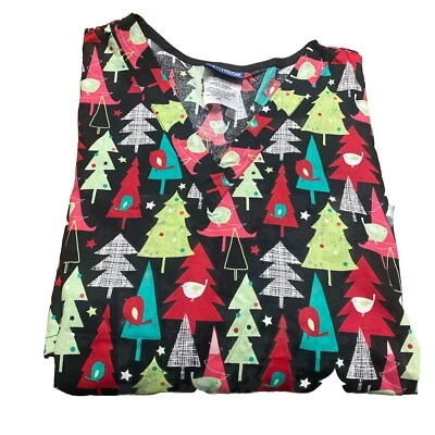 Tafford Christmas Trees Scrub Top Women's 4X Medical Nurse Vet Hospital Lab New - Image 1 of 3