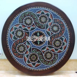 54'' Brown Marble Mosaic Dining Room Inlay Table Home Multi Gift Marquetry Decor - Picture 1 of 4