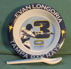 41/ JUEGO DE CUCHARA Y CUENCO DE CEREAL EVAN LONGORIA TAMPA BAY RAYS - Imagen 1 de 2