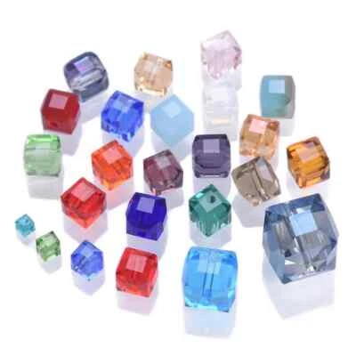 3-10mm Square Faceted Beads Czech Crystal Glass Bead Craft Jewelry Making Charms - Image 1 of 4