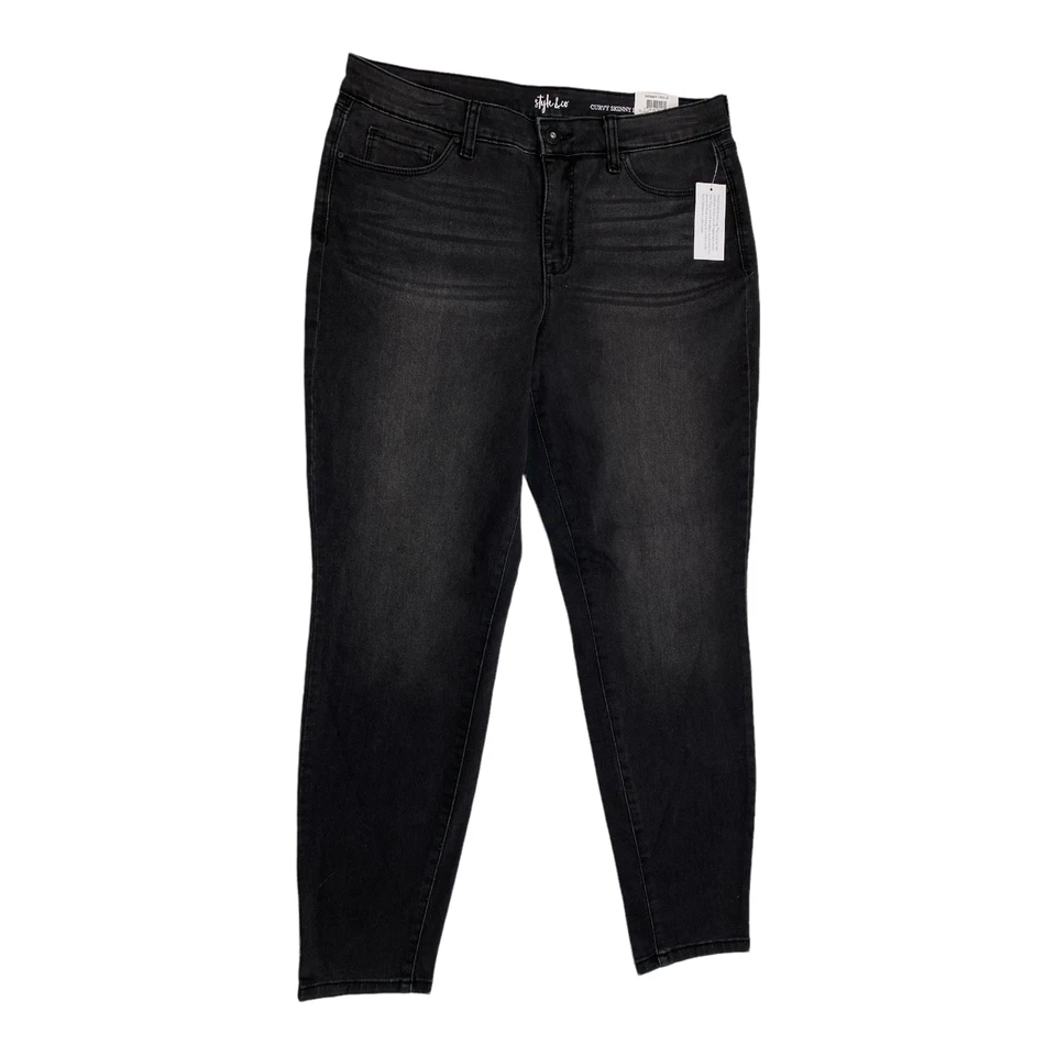 Style & Co Mid Rise Tummy Control SKINNY Leg Jeans Curvy Fit Size 12 Ship