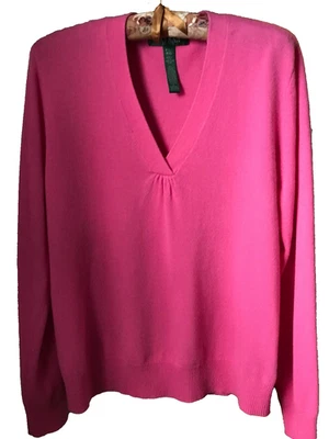 LAUREN RALPH LAUREN Wool Rabbit Hair Cashmere Blend Pink Sweater Pullover Size L - Image 1 of 4