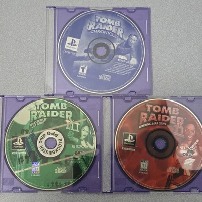 Lote de jogos Tomb Raider 2 3 Chronicles (Sony PlayStation 1, PS1) somente disco - Imagem 1 de 4