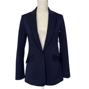 Express Tailored Ponte Knit Blazer Women’s Size XS Stretchy Navy Blue Career - Picture 1 of 8