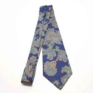 Kenneth Roberts Necktie Blue Paisley Pattern Men's Silk Neck Tie 59x3.75"  - Picture 1 of 4