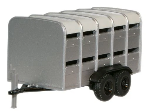 Oxford Diecast 76FARM001 Livestock Trailer - Silver / Cream Roof OO Gauge - Image 1 of 1