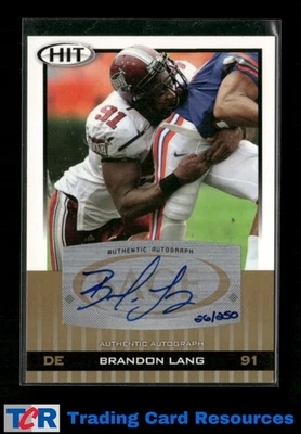 2010 SAGE HIT #A92 Brandon Lang Gold #/250 Auto - Image 1 of 2