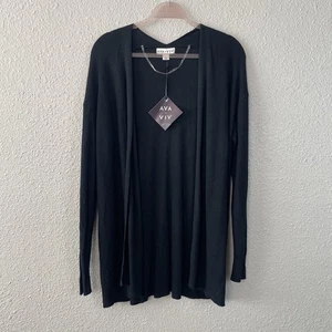 Ava & Viv Women's Plus Size 0X 14W Layering Cardigan Black Ribbed Longline - Picture 1 of 11