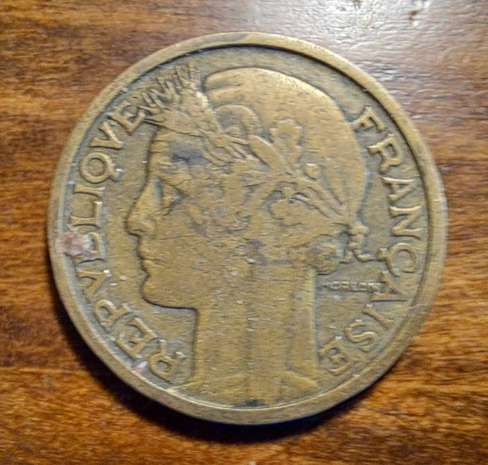 1937, France, French 2 Francs Head of Republic, WWII Era Coin - Image 1 of 2