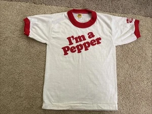 Vintage Youth M 80s Dr. Pepper I’m A Pepper Ringer T-shirt USA Made Velva Sheen - Picture 1 of 5
