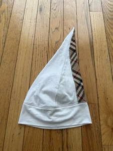 Burberry Check Cotton Blend Baby Beanie Youth 6-9 Month White Cap Hat Plaid Soft - Picture 1 of 6