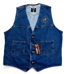 Wrangler Yellowstone Dutton Ranch 100% Cotton Denim Vest Men's Size L Blue New - Picture 1 of 11