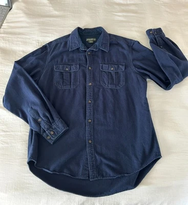 EDDIE BAUER AZUL GAMUZA ABOTONADA SOBRE CAMISA XL ALGODÓN ROPA DE TRABAJO EXTERIOR Foto 1 de 4