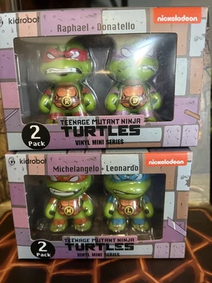 Teenage Mutant Ninja Turtles x kidrobot Vinilo Mini Serie JUEGO COMPLETO DE 4 TMNT Foto 1 de 4
