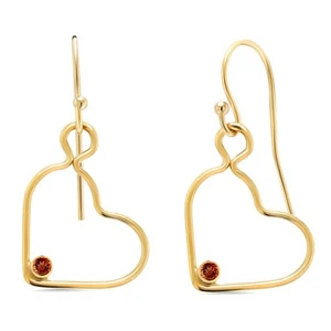 0.10 Ct Round Red Garnet 14K Gold Filled Heart Earrings - Picture 1 of 3