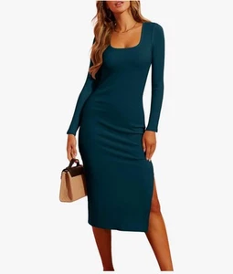 Womens Size M Cotton On Space Dye Knit Midaxi Dress Deep Blue/green T8 - Picture 1 of 3