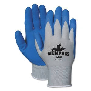 Memphis Flex Seamless Nylon Knit Gloves Large Blue/Gray Pair 96731L - Picture 1 of 1