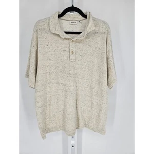 ROWM Mens Sz XL Short Sleeve Polo Shirt Cream Gray Terry Knit - Picture 1 of 4