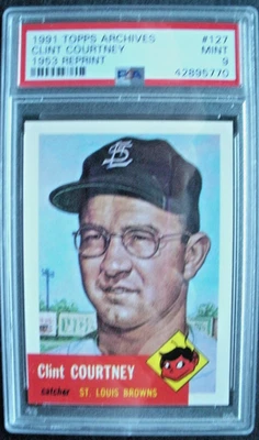 1991 TOPPS ARCHIVES 1953 REPRINT #127 CLINT COURTNEY PSA 9 (ONLY 1 GRADED  1 0) - Image 1 of 2