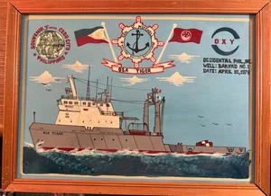 Occidental Oil Oxy Framed Orig Art * 15 x 11 * OSA TIger Cebu City Philippinen - Bild 1 von 4