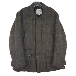 Joseph A. Bank Tailored Fit gray brown plaid wool blend Barn Chore Coat Large - Picture 1 of 24