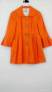 Skirtin Around Neu Canaan CT orange Leinen Baumwolle Kleid Mantel Taschen gefüttert 12 - Bild 1 von 24