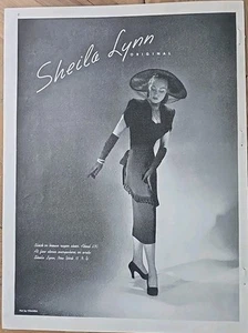 1947 Shelia Lynn Original Black women's dress Chanda Hat vintage Fashion ad - Picture 1 of 1