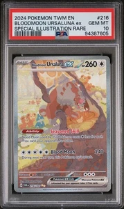 2024 POKEMON TWM EN-TWILIGHT MASQUERADE #216 BLOODMOON URSALUNA EX PSA 10 - Picture 1 of 2